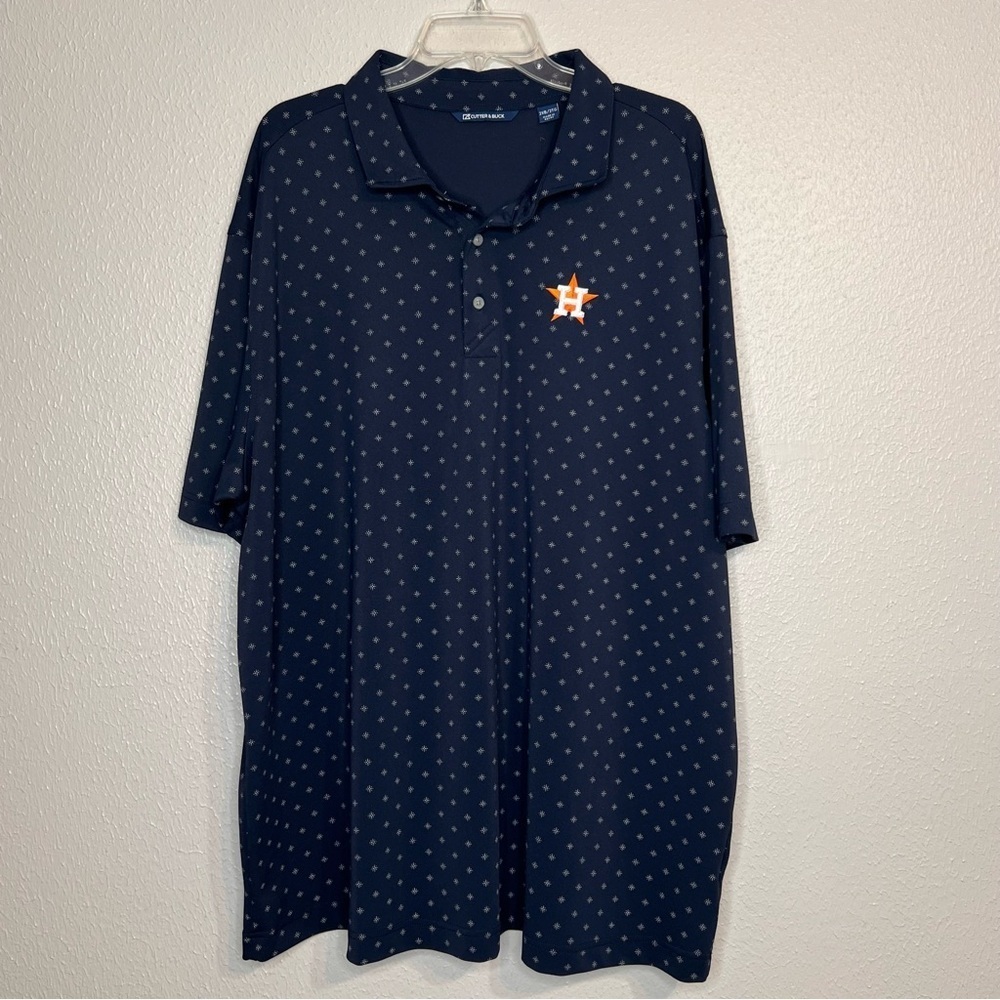 Houston Astros Polo Shirt Mens Size 2XB Cutter & Buck Blue Printed Baseball - Picture 13 of 13